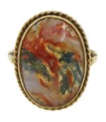 9ct gold oval moss agate ring