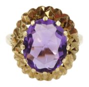 9ct gold single stone oval amethyst ring