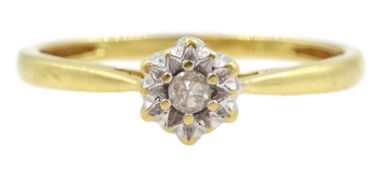 18ct gold single stone illusion set round brilliant cut diamond ring