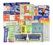 Football programmes - thirteen various England and England Youth matches 1953-77; European Cup Winne