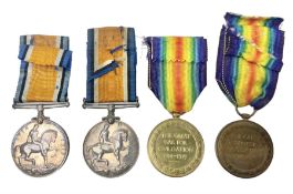 Two WW1 Lincolnshire Regiment pairs of medals