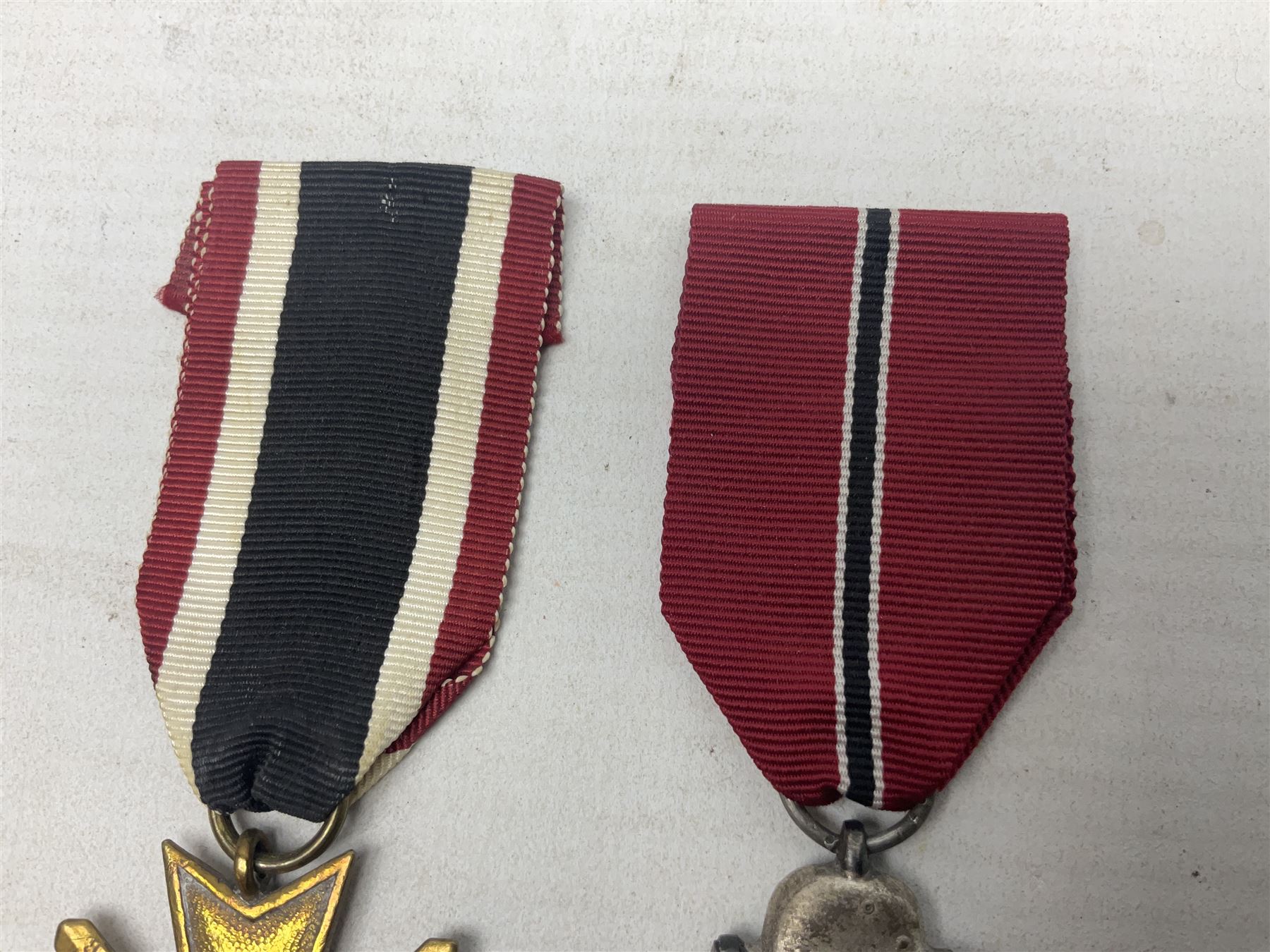 Two WW2 German medals - Winter Campaign in Russia 1941-42 and War merit Cross with swords; both with - Image 3 of 8