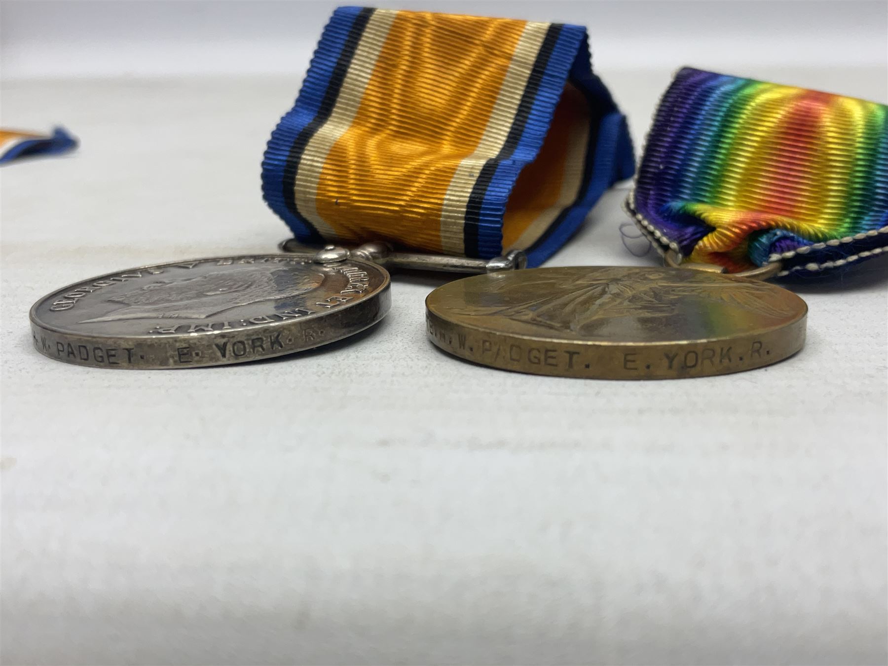 Family group of five WW1 medals for the East Yorkshire regiment comprising trio of 1914-15 Star - Image 13 of 13