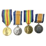 Two WW1 Lincolnshire Regiment pairs of medals