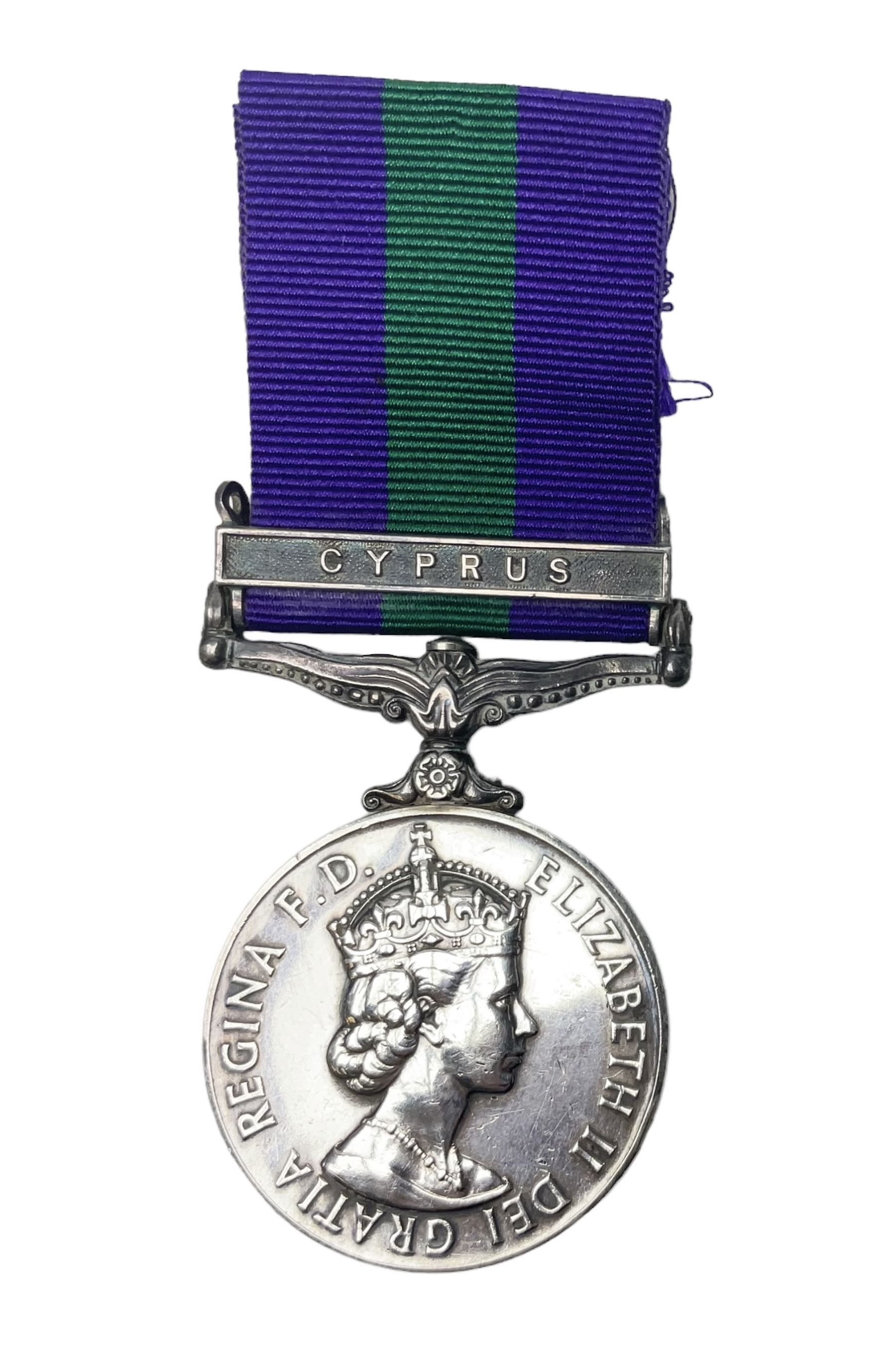 Elizabeth II General Service Medal with Cyprus clasp awarded to T/23506119 Dvr. H. King R.A.S.C.; wi