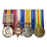 Boer War/WW1 group of four medals comprising Queens South Africa Medal with five clasps for South Af