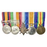 Boer War/WW1 group of five medals comprising Queens South Africa Medal with Transvaal clasp and King