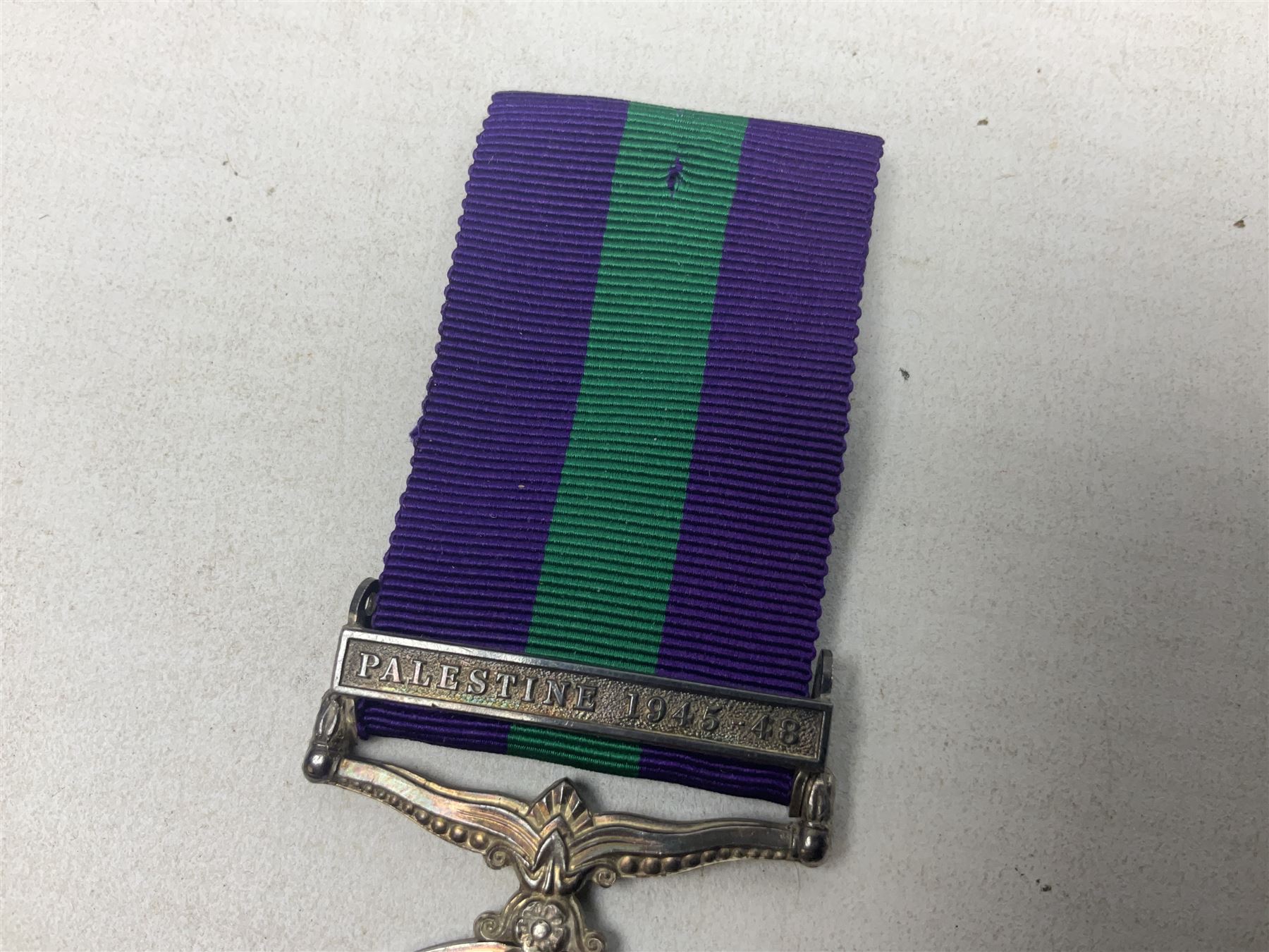 George VI General Service Medal with Palestine 1945-48 clasp awarded to 19117460 Pte. P. Tilmouth R. - Image 3 of 8