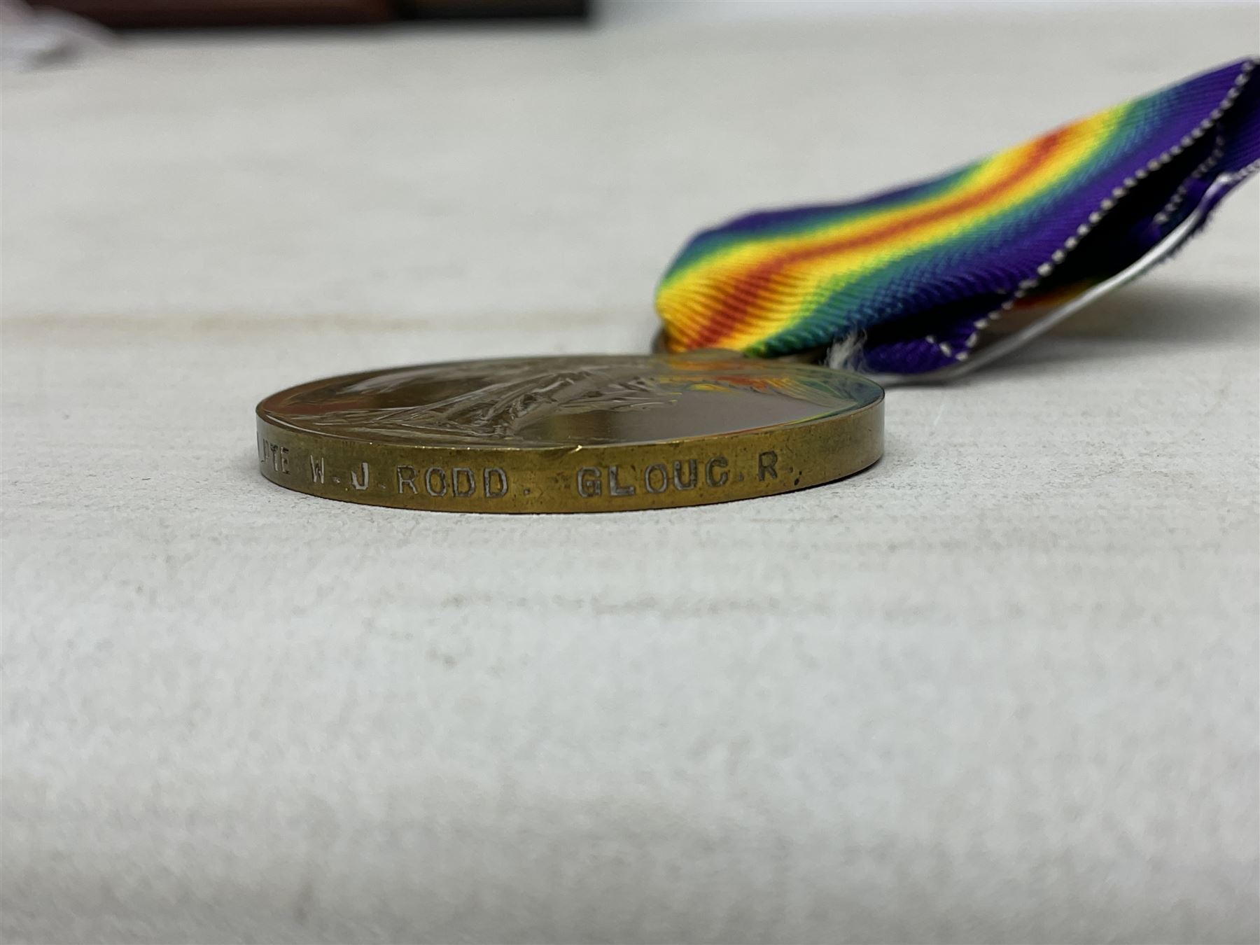 Two pairs of WW1 medals comprising British War Medal and Victory Medal awarded to 2076 Pte. J.T. Rus - Image 9 of 10