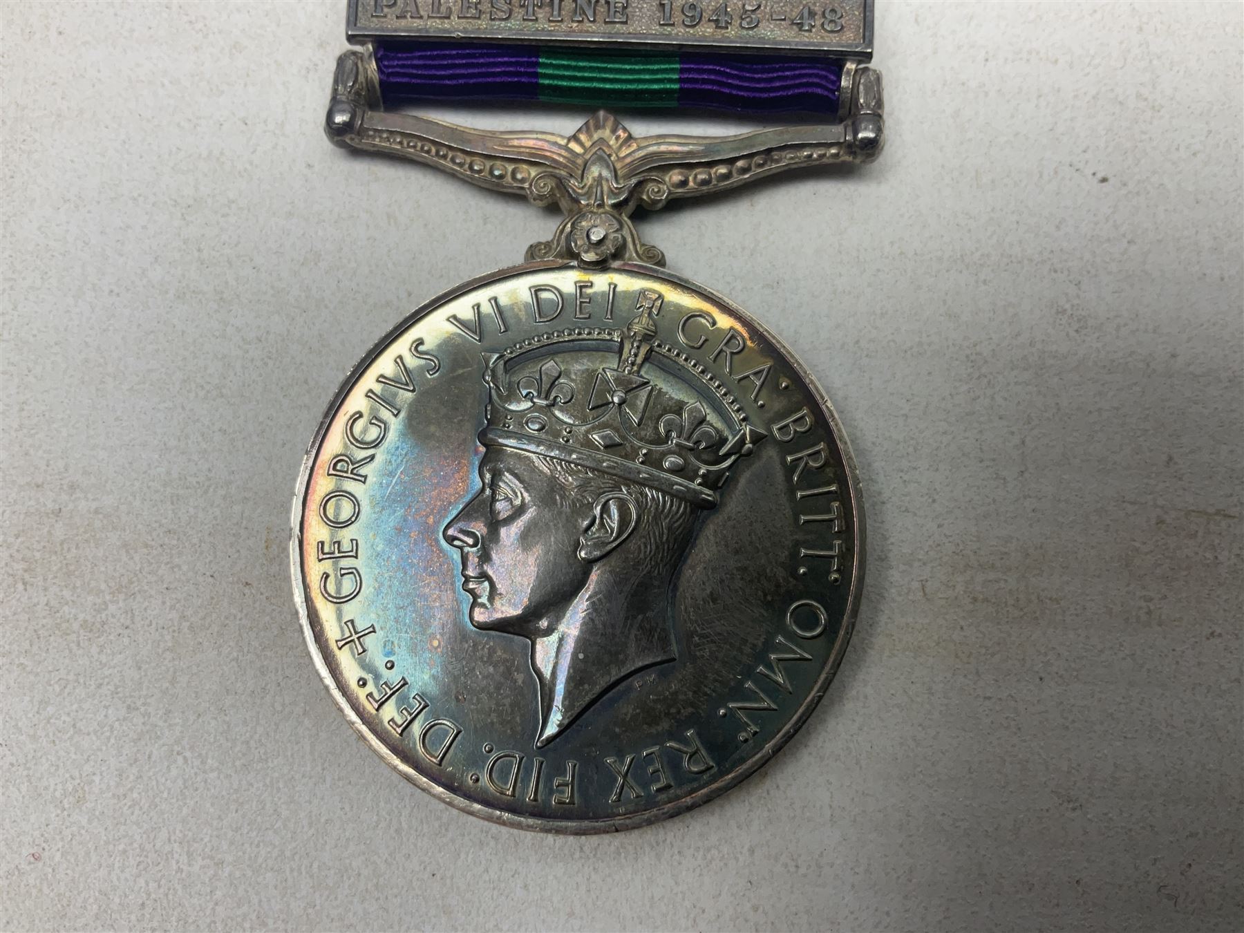 George VI General Service Medal with Palestine 1945-48 clasp awarded to 19117460 Pte. P. Tilmouth R. - Image 2 of 8