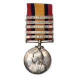 Queens South Africa Medal with five clasps for South Africa 1902/1901