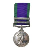 Elizabeth II General Service Medal with two clasps for Northern Ireland and South Arabia awarded to