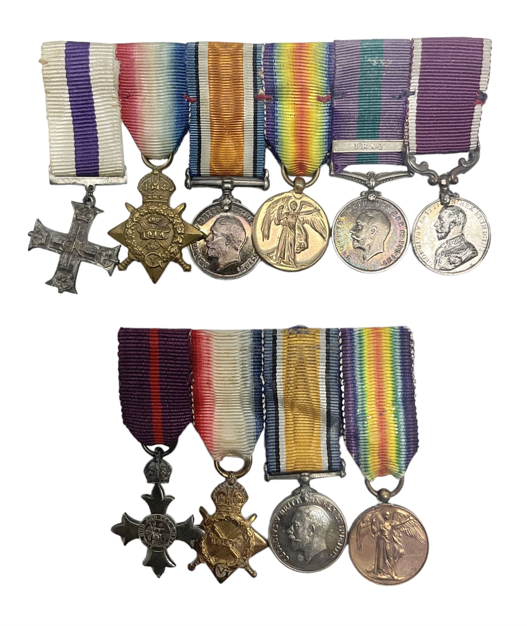 George V Military Cross miniature group of six medals comprising MC