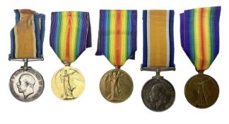 Five WW1 Lincolnshire Regiment medals comprising British War Medal awarded to 37660 Pte. T. Pickerin