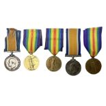 Five WW1 Lincolnshire Regiment medals comprising British War Medal awarded to 37660 Pte. T. Pickerin