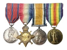 WW1 Naval group of four medals comprising British War Medal