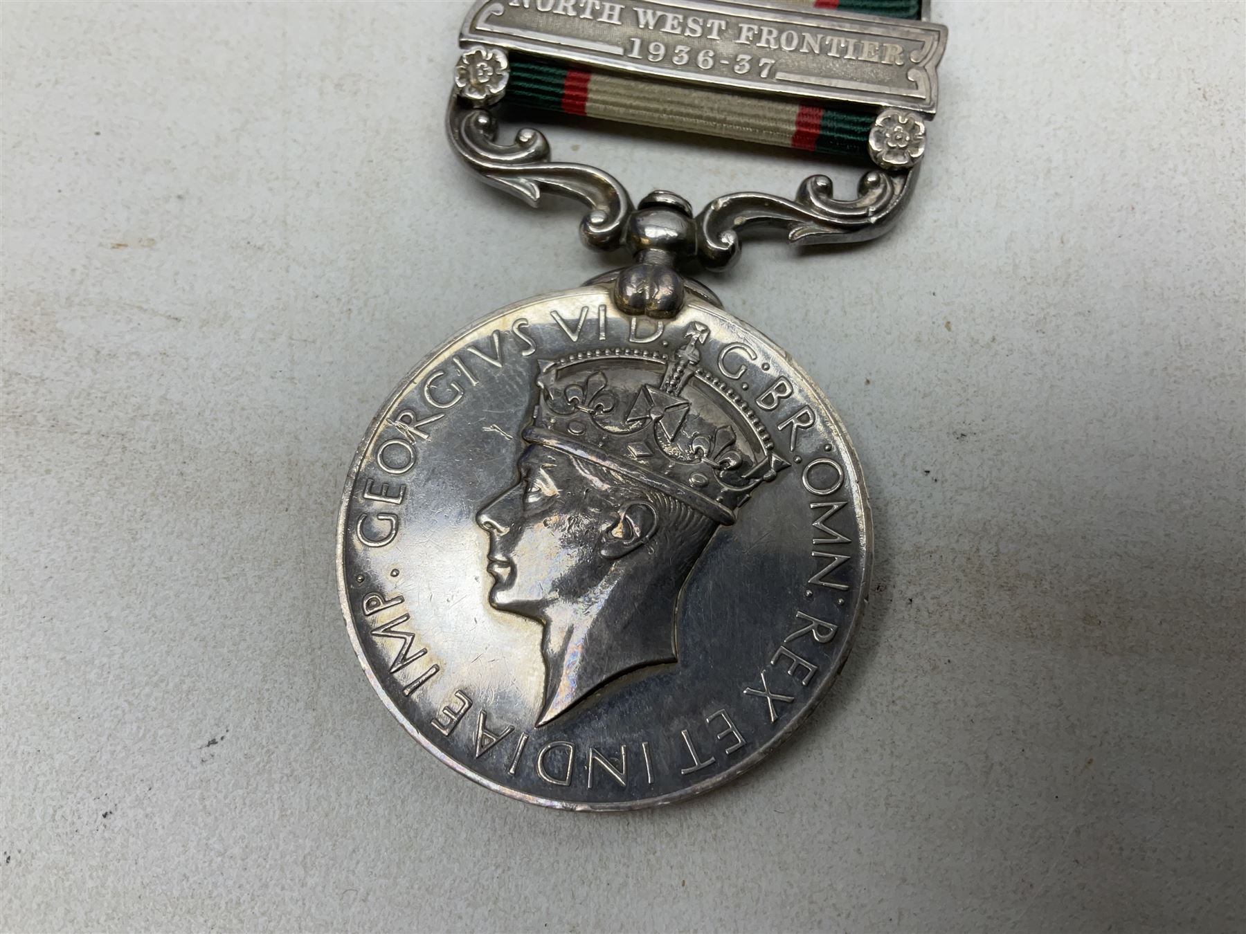 George VI India General Service Medal with North West Frontier 1936-37 clasp awarded to Bearer Khan - Image 2 of 8