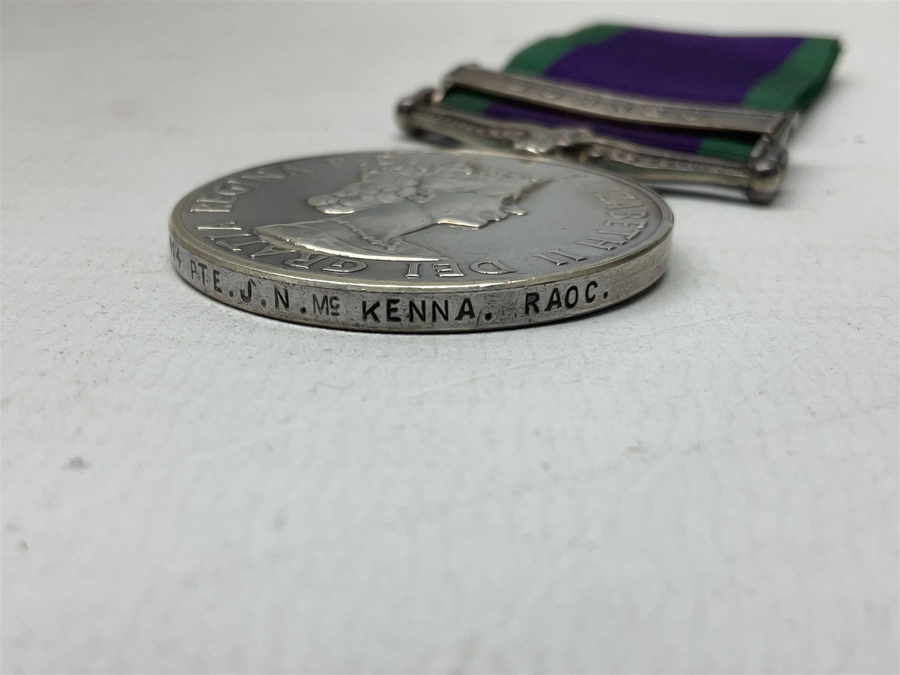 Elizabeth II General Service Medal with Borneo clasp awarded to 23919414 Pte. J.N. McKenna RAOC; wit - Image 4 of 6