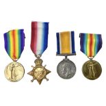 Two WW1 pairs of medals comprising British War Medal and Victory Medal awarded to 24506 Pte. A.E. Wa