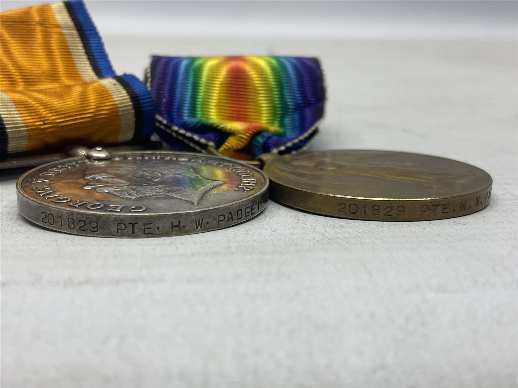 Family group of five WW1 medals for the East Yorkshire regiment comprising trio of 1914-15 Star - Image 12 of 13