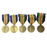Five WW1 Lincolnshire Regiment Victory Medals awarded to 42327 Pte. T Davison; 29878 Pte. J.W. Simps