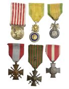 Six French medals - 2nd Empire Louis-Naploeon Medaille Militaire Valeur Et Discipline; 1870 3rd Repu