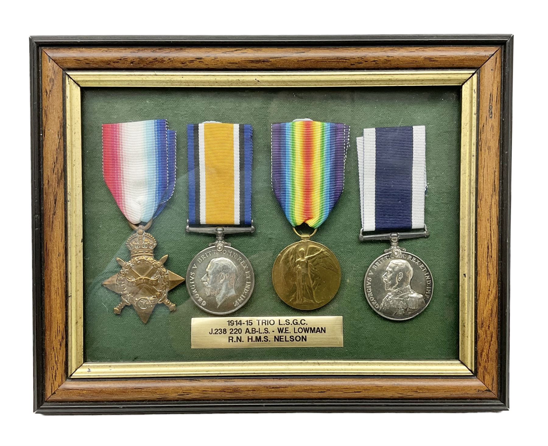 WW1 Naval Long Service and Good Conduct group of four medals comprising British War Medal