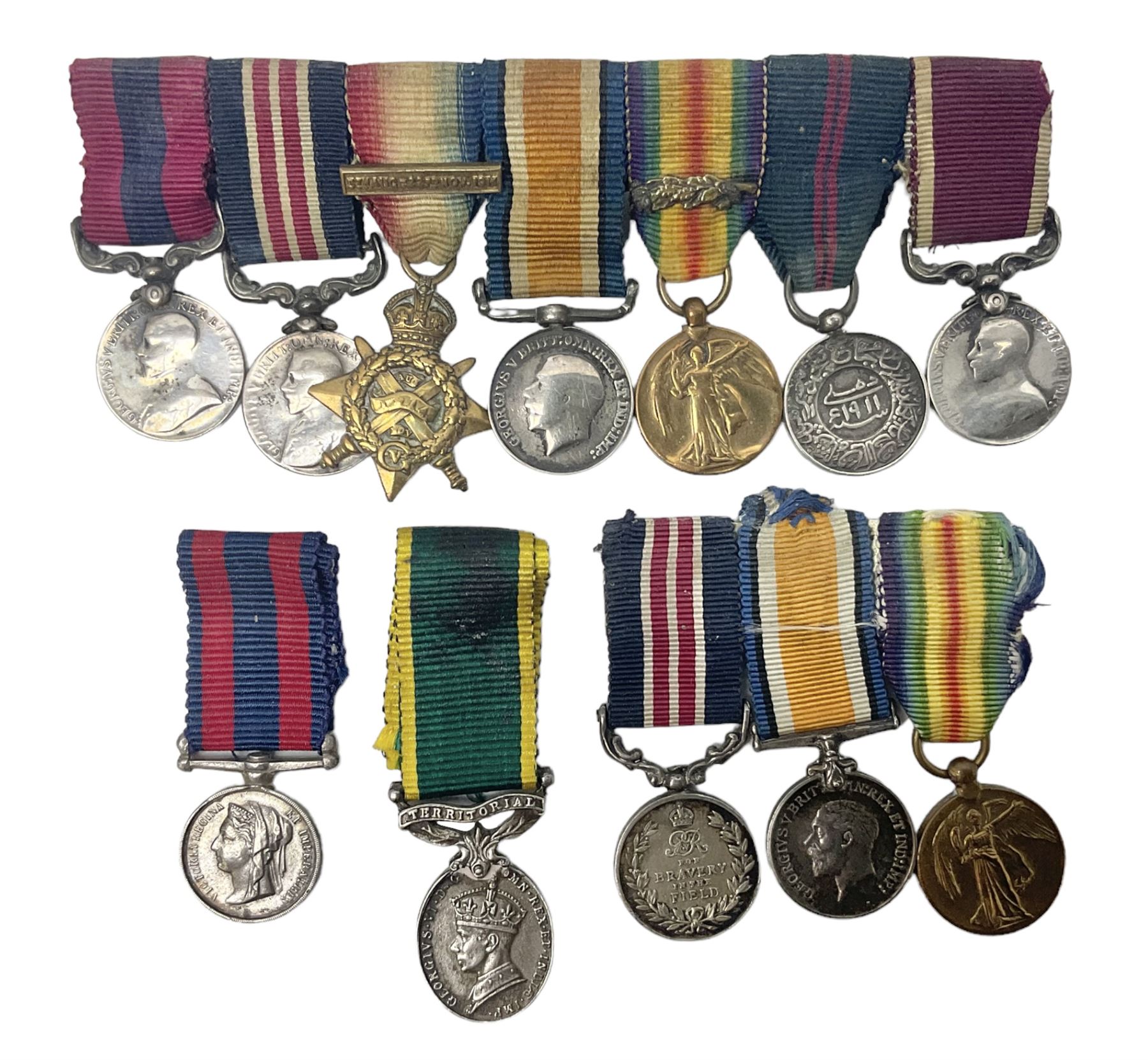 George V Military Medal and Distinguished Conduct Medal miniature group of seven medals comprising M