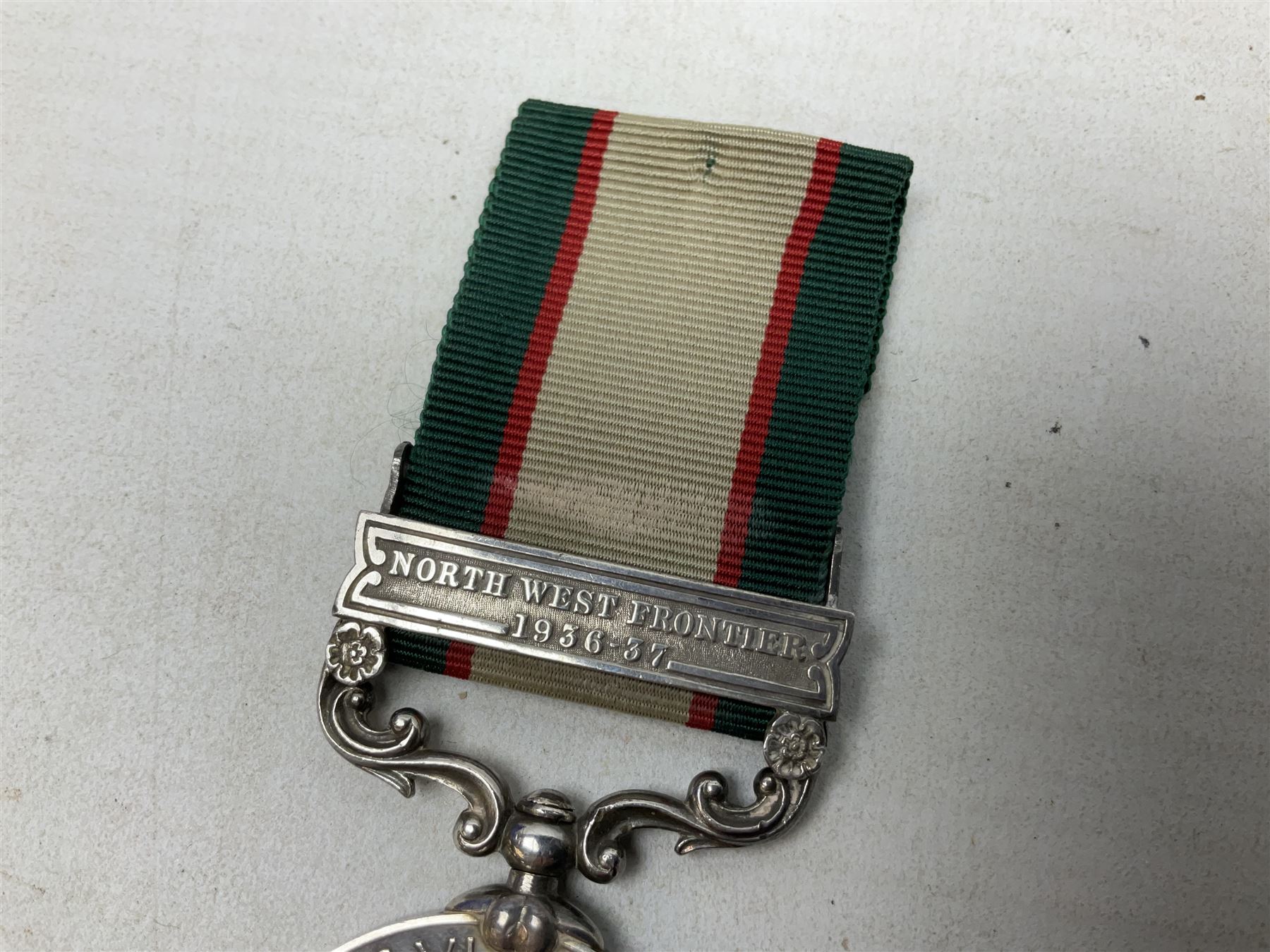 George VI India General Service Medal with North West Frontier 1936-37 clasp awarded to Bearer Khan - Image 3 of 8