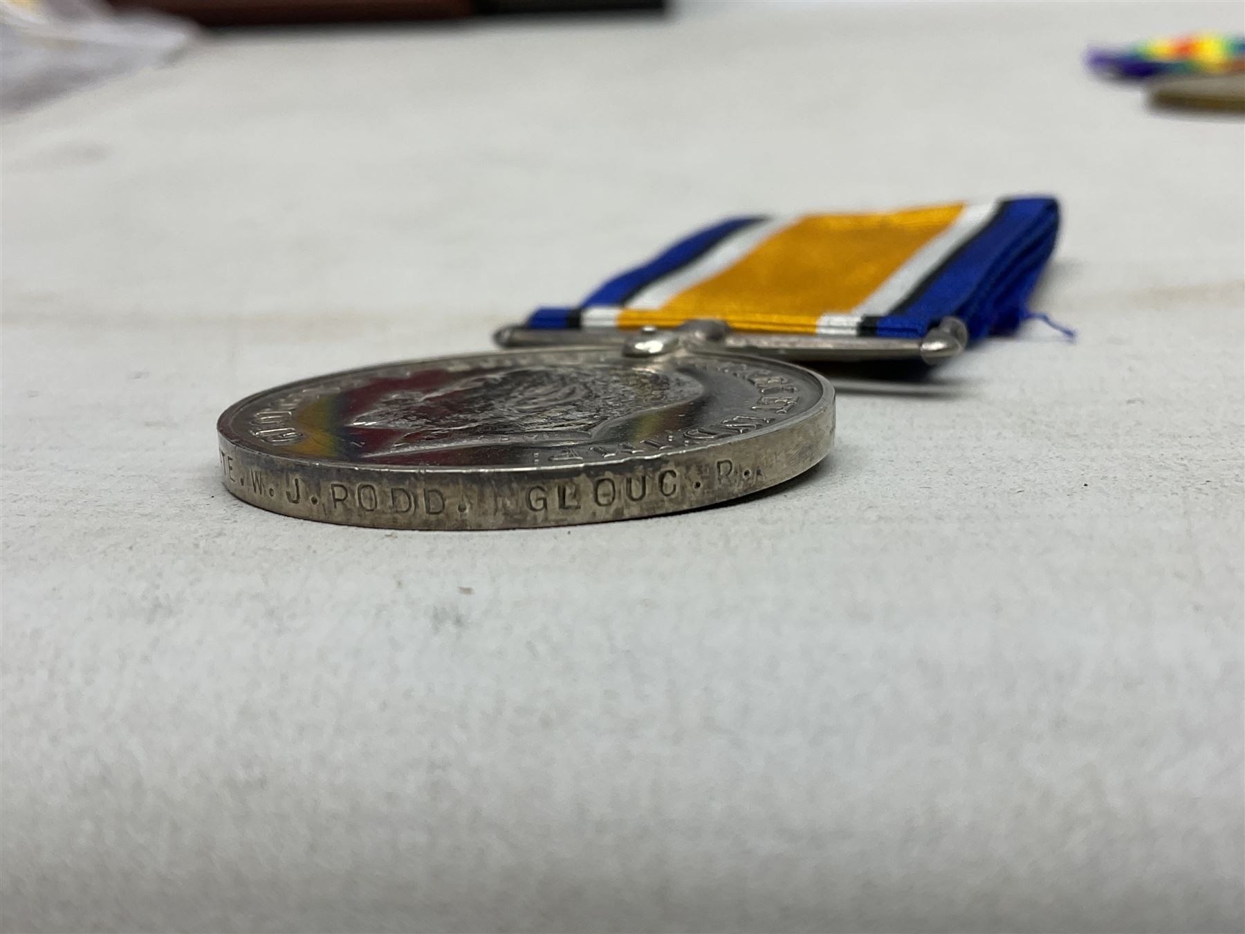 Two pairs of WW1 medals comprising British War Medal and Victory Medal awarded to 2076 Pte. J.T. Rus - Image 5 of 10