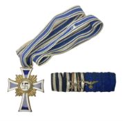 German tunic two-medal ribbon bar for WW1 Iron Cross and Long Service Medal; together with WW2 Germ