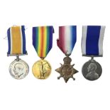 WW1 Naval group of four medals comprising British War Medal