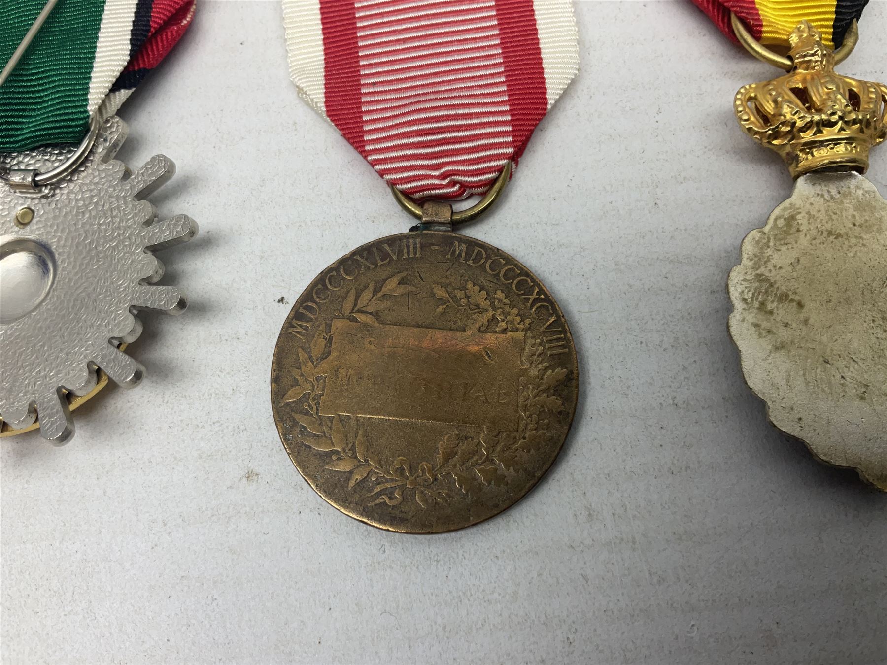 Seven worldwide medals - Austro-Hungarian Kaiser Franz Joseph Jubilee Medal 1848-98; Liberation of K - Image 4 of 7