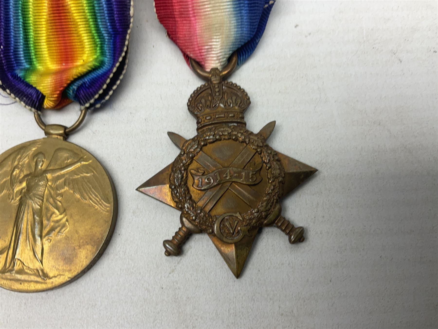 Family group of five WW1 medals for the East Yorkshire regiment comprising trio of 1914-15 Star - Image 6 of 13