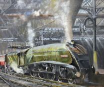 Bernard Whitaker (British 20th century): Falcon Steam Train Departing Station