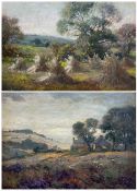 William Ashton (British 1853-1927): Haystacks 'Farm Scene' and 'Farmhouse with Sheep'