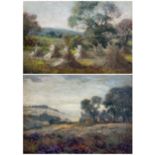 William Ashton (British 1853-1927): Haystacks 'Farm Scene' and 'Farmhouse with Sheep'