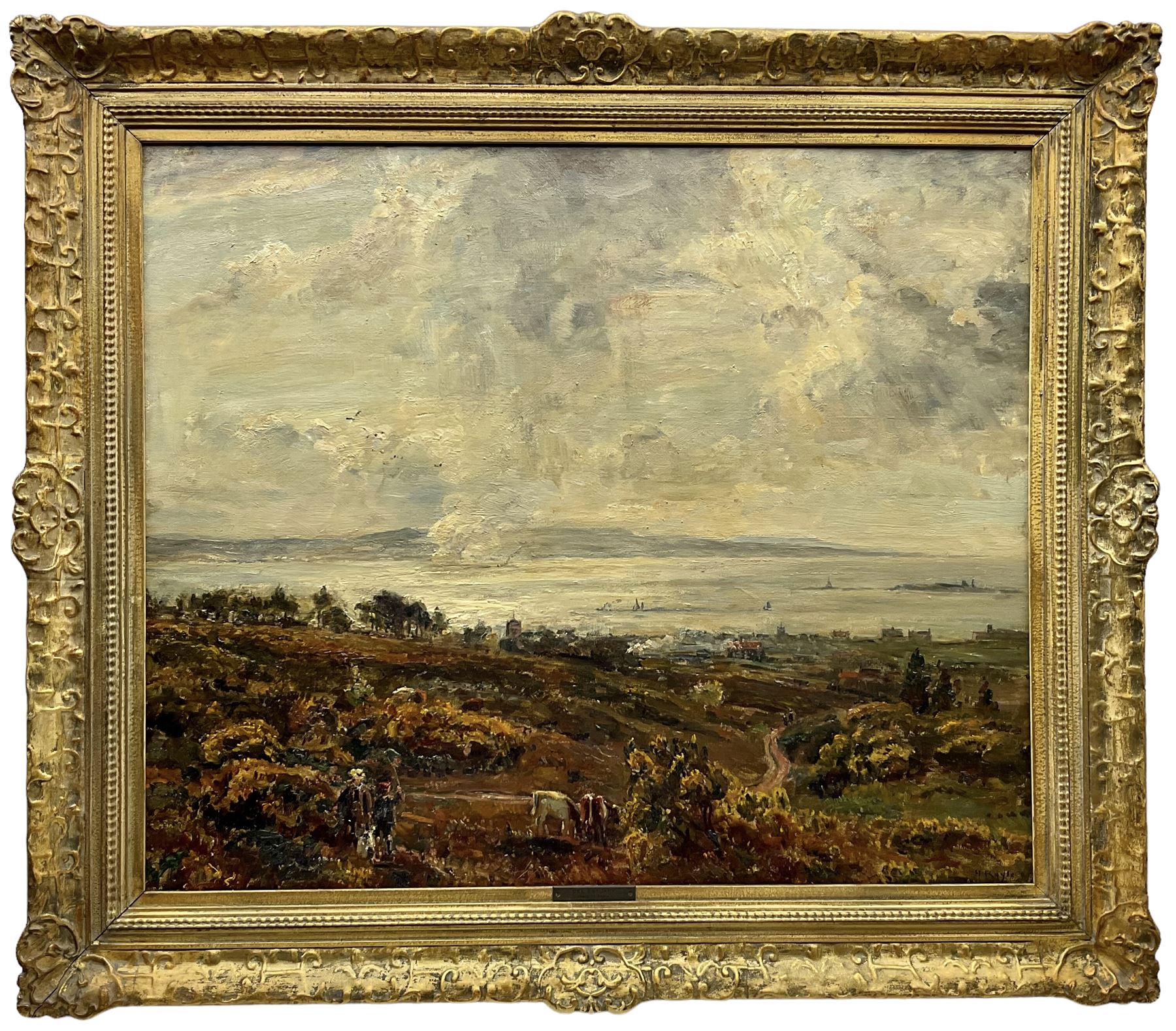 Herbert F Royle (British 1870-1958): 'The Dee Estuary from Caldy Hill - Wirral' - Image 2 of 5