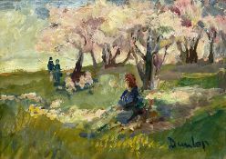 Ronald Ossory Dunlop (British 1894-1973): Girl Beneath the Blossom Trees