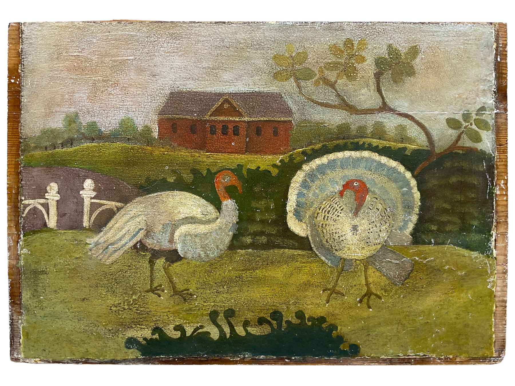 American Primitive / Naïve School (19th/20th century): Two Turkeys - Image 2 of 3