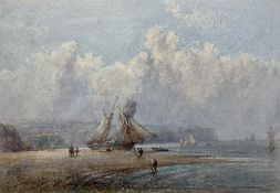 George Weatherill (British 1810-1890): Unloading a Boat at Boggle Hole looking North to Robin Hood's