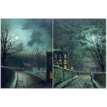 Walter Linsley Meegan (British c1860-1944): Leeds Street scenes by Moonlight