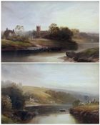 Walter Linsley Meegan (British c1860-1944): Tadcaster Church and On the Wharfe at Collingham