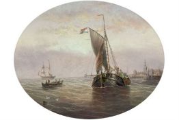 Henry Redmore (British 1820-1887): Sailing Barge leaving Port