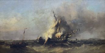 Attrib. William McAlpine (British fl.1820-1883): Dismasted Ship of the Line
