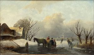 Jacob Jan Coenraad Spohler (Dutch 1837-1894): Skating on the Frozen Lake