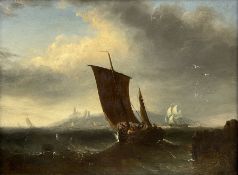 Henry Redmore (British 1820-1887): Sailing Boat and Shipping off Dunstanburgh Castle