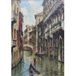 Guite Ferry-Humblot (French 1897-?): 'Venezia' Venice Canal Scene with Gondolier