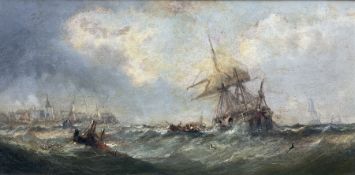 William Calcott Knell (British 1830-1880): Coastal Shipping in Rough Seas