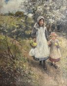 Rowland Henry Hill (Staithes Group 1873-1952): 'April' - The Primrose Gatherers